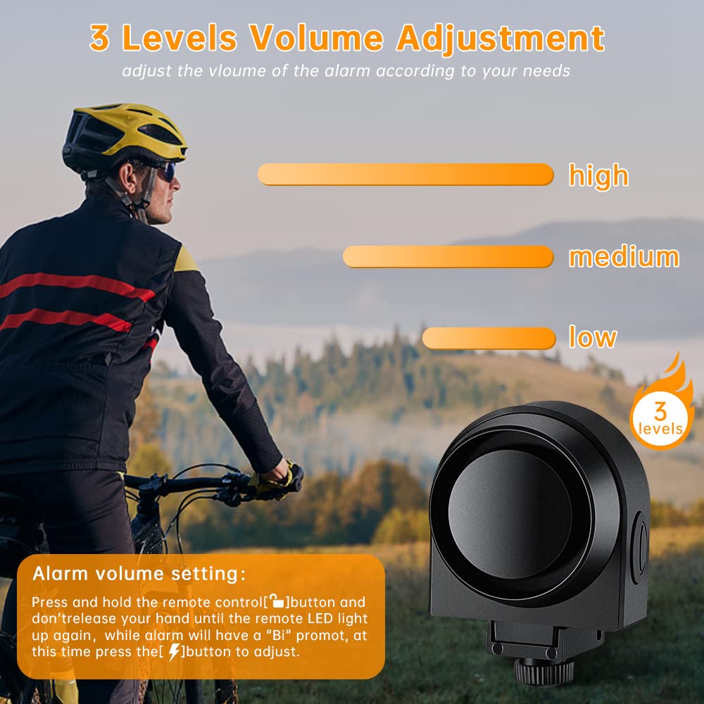 Onvian Rechargeable Bike Alarm With Wireless Remote, Motion Sensor Alarm For E Bike Motorcycle Bicycle Scooter Car, Volume Adjus